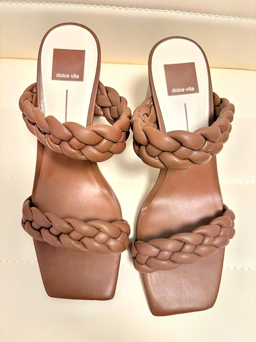 dolce vita Paily Braided Heeled Sandal Brown
